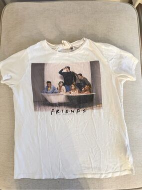 H&M White Friends Graphic Short Sleeve Tee